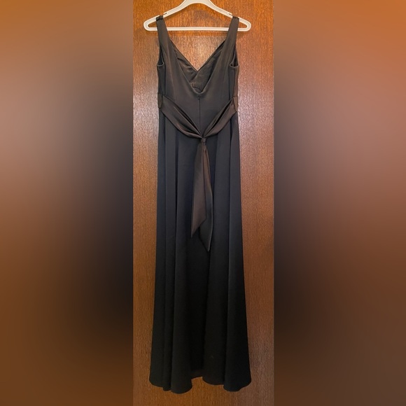 Belsoie Black Satin Grad/Bridesmaid Dress with Twist Front - Picture 4 of 7